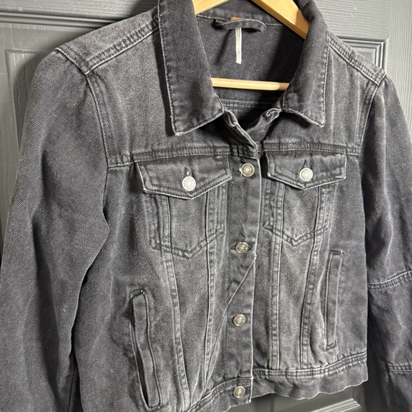 Free People Rumors Dark Denim Jean Jacket - Picture 3 of 10